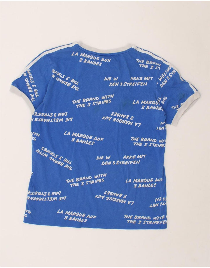 ADIDAS Womens Loose Fit Graphic T-Shirt Top UK 10 Small  Blue Cotton Vintage Adidas and Second-Hand Adidas from Messina Hembry 