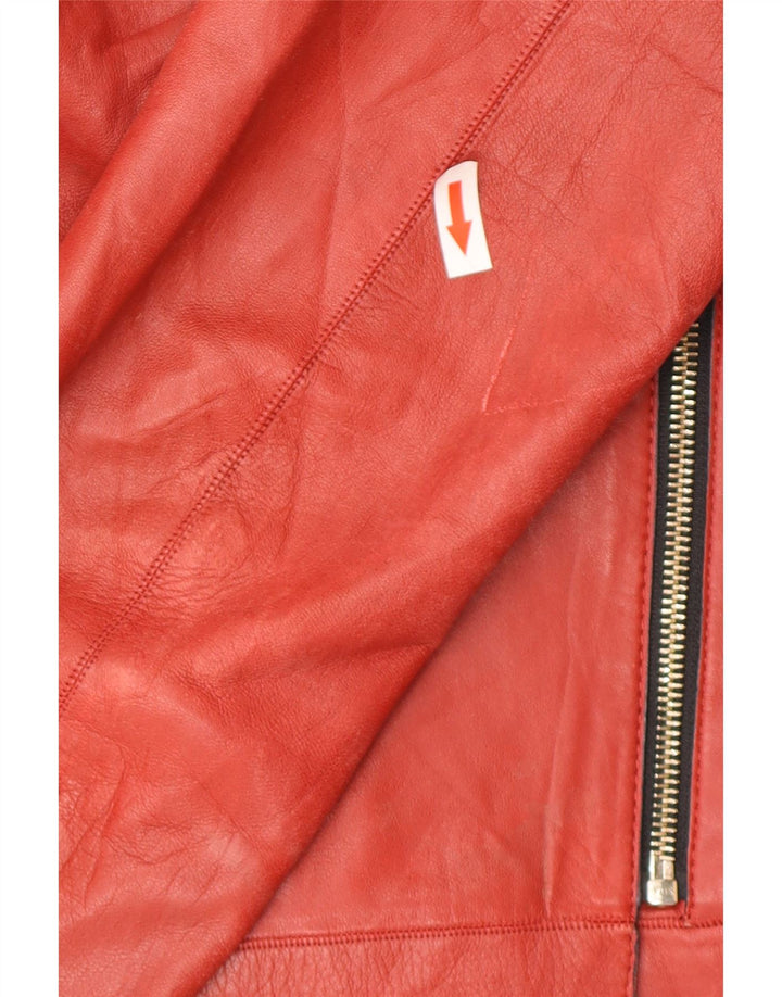 Massimo Dutti Herre Læder Biker Jacket UK 36 Lille Rødt Læder