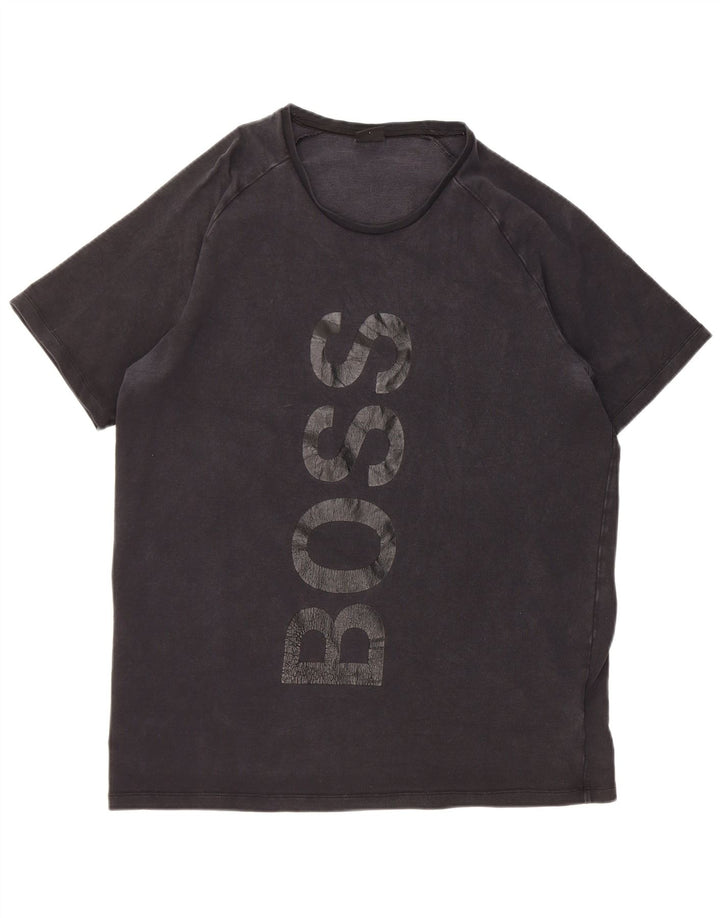 Hugo Boss Herre Grafisk T-Shirt Top Stor Sort Lyocell