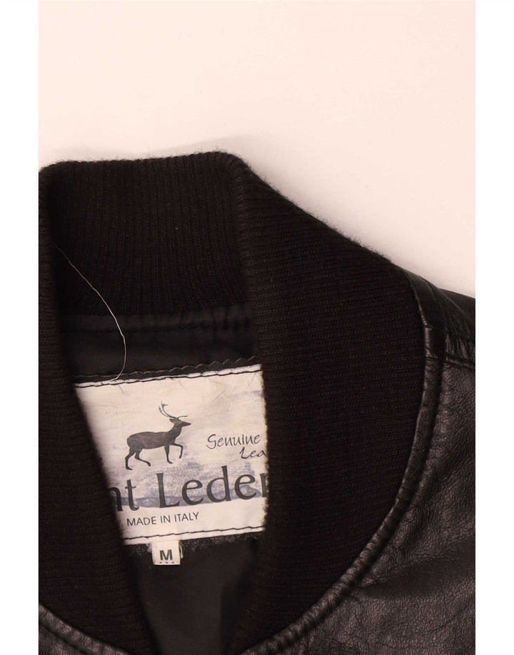 Vintage Herre Bomber Læderjakke UK 38 Medium Sort Læder