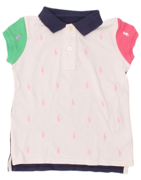 Polo Ralph Lauren piger grafisk rugby skjorte 7-8 år hvid Colourblock