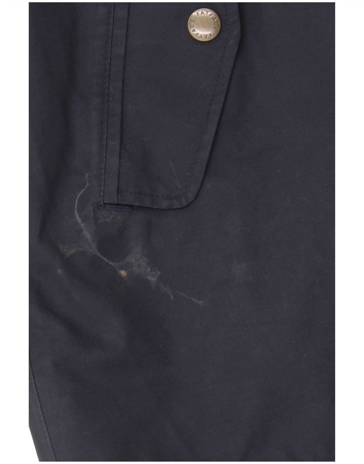 Fat Face Dame Hætte Regnjakke UK 12 Medium Navy Blue Bomuld