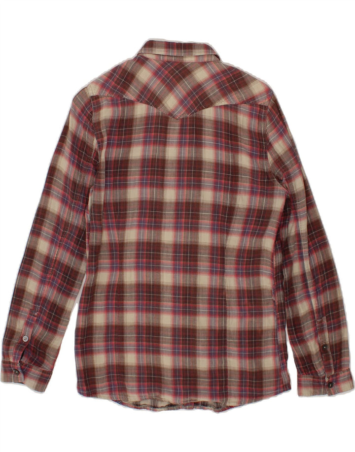 DIESEL Boys Shirt 14-15 Years Small Maroon Check Vintage Diesel and Second-Hand Diesel from Messina Hembry 