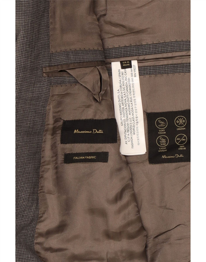 Massimo Dutti Herre 2-knaps blazerjakke US 46 XL Grå ternet uld
