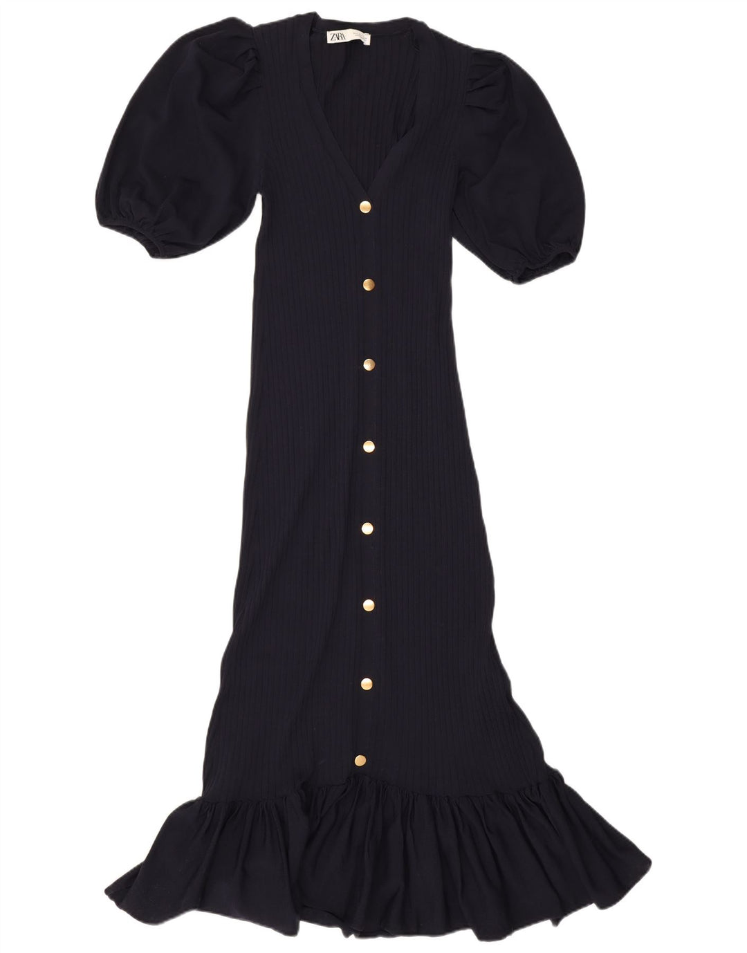 Zara Dame Maxi Dress UK 12 Medium Navy Blue Polyamide