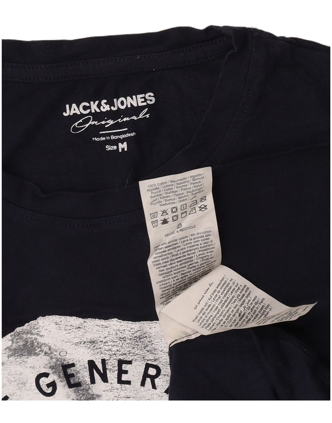 Jack & Jones Herre grafisk T-shirt Top Medium Marineblå Bomuld
