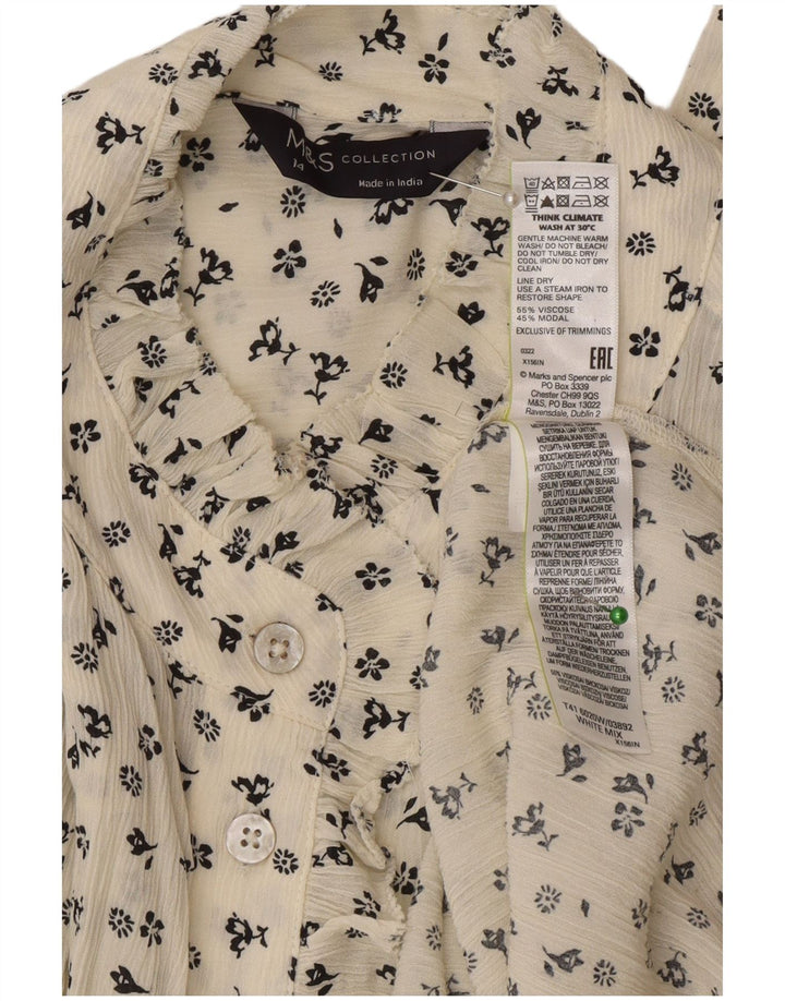 Marks & Spencer Dame Oversized skjortebluse UK 14 Large Off White Floral