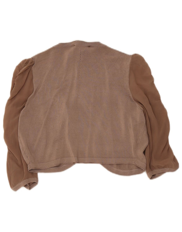 Coast Womens 3/4 ærmet Bolero Jumper UK 14 Medium Brown Colourblock