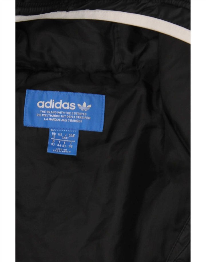 Adidas Dame Hætte Polstret Jakke UK 16 Stor Sort Polyester