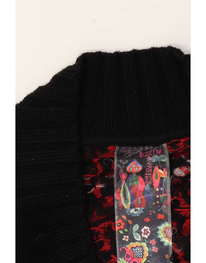 Desigual Dame abstrakt mønster Tunika Top UK 12 Medium Sort