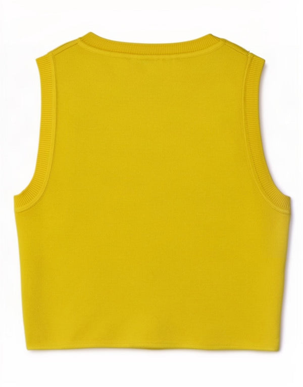 Zara Womens Crop Vest Top UK 8 Small Yellow Viscose