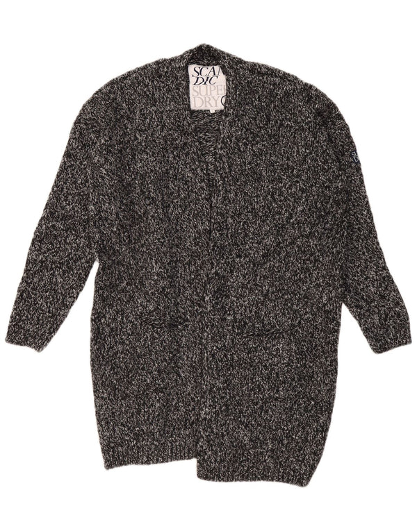 SUPERDRY Dame Oversized Longline cardigan sweater UK 18 XL Grå Flecked