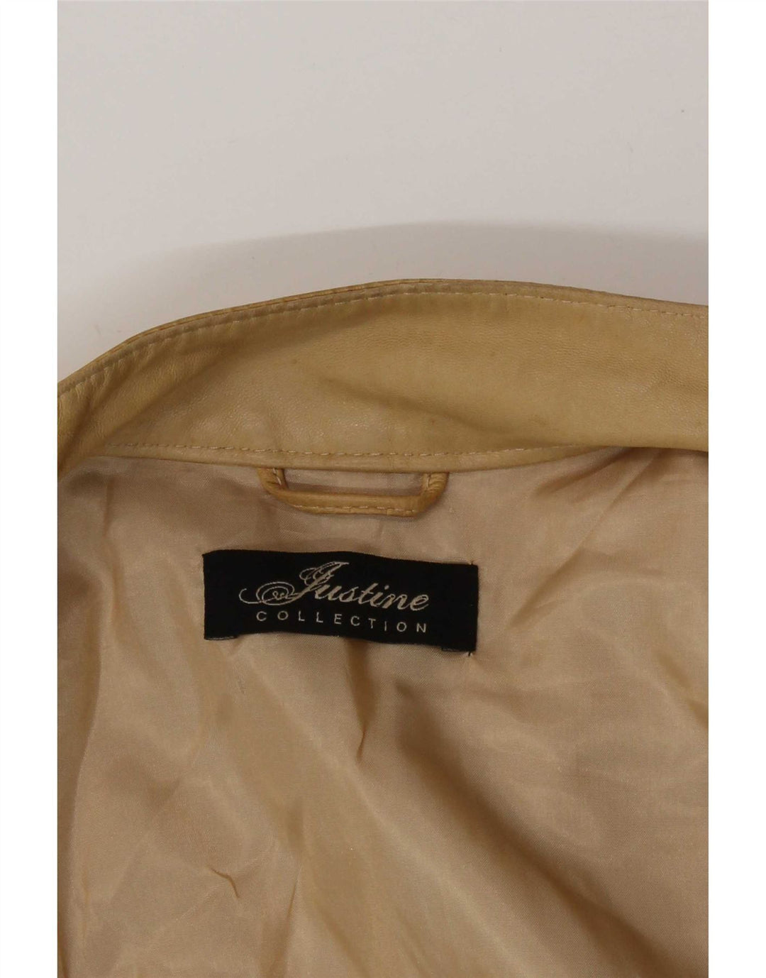 Vintage Dame Læderjakke IT 42 Medium Beige Colourblock