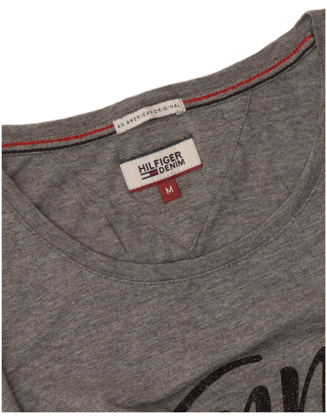 Tommy Hilfiger Dame Grafisk T-Shirt Top UK 14 Medium Grå