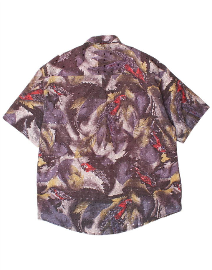 Vintage Herre grafisk kortærmet skjorte stor flerfarvet