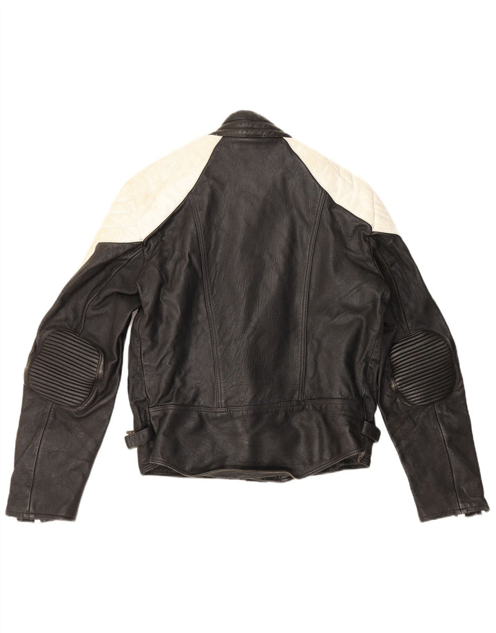 Vintage herre læder racerjakke UK 38 Medium Black Colourblock