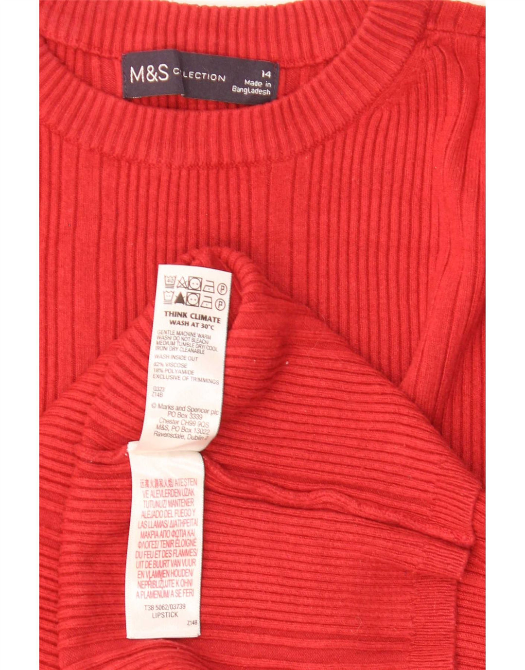 Marks & Spencer Dame sweater med rund hals DK 14 Medium rød viskose