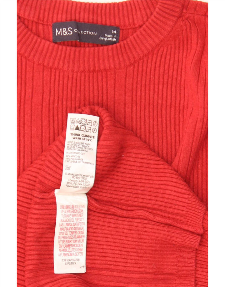 Marks & Spencer Dame sweater med rund hals DK 14 Medium rød viskose