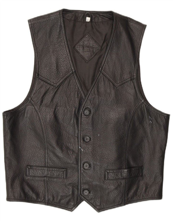 Vintage herre lædervest IT 52 Large Black