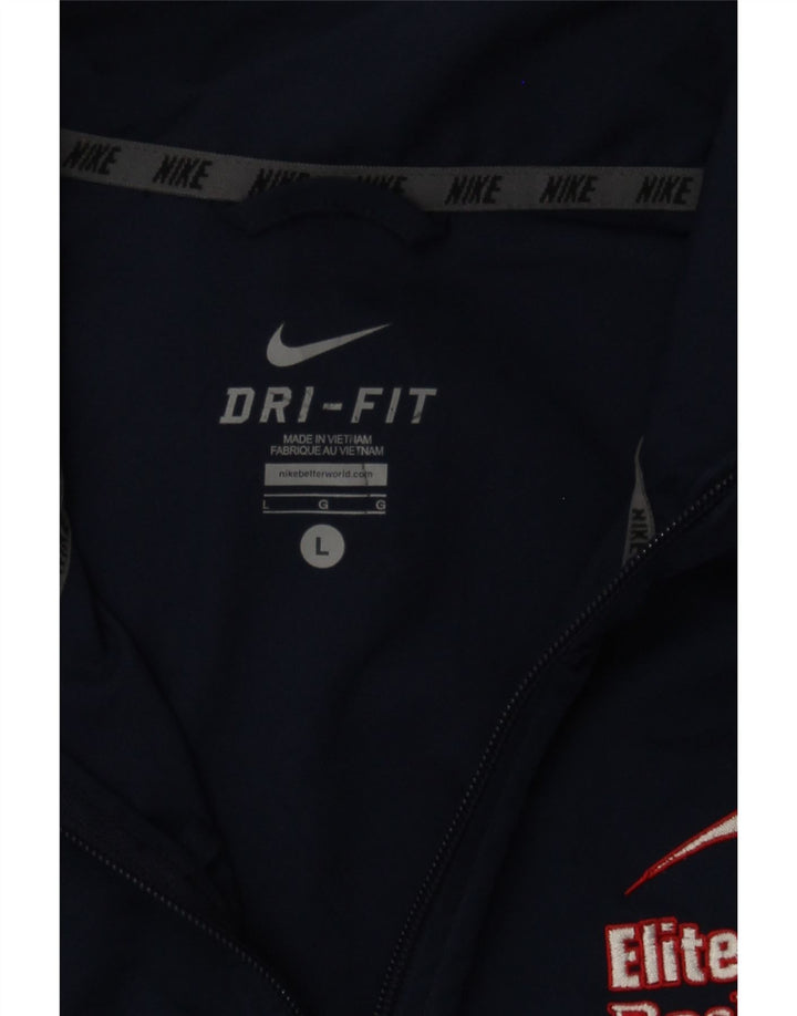 NIKE Mens Dri Fit Graphic Tracksuit Top Jacket Large Navy Blue Polyester Vintage Nike and Second-Hand Nike from Messina Hembry 