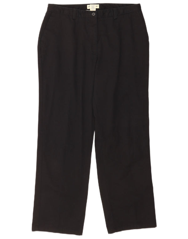 Eddie Bauer Womens Straight Chino Trousers US 12 Large W31 L28 Black Cotton