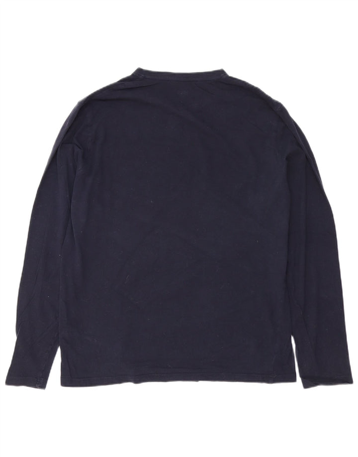 MARKS & SPENCER Herre top Langærmet lille marineblå bomuld