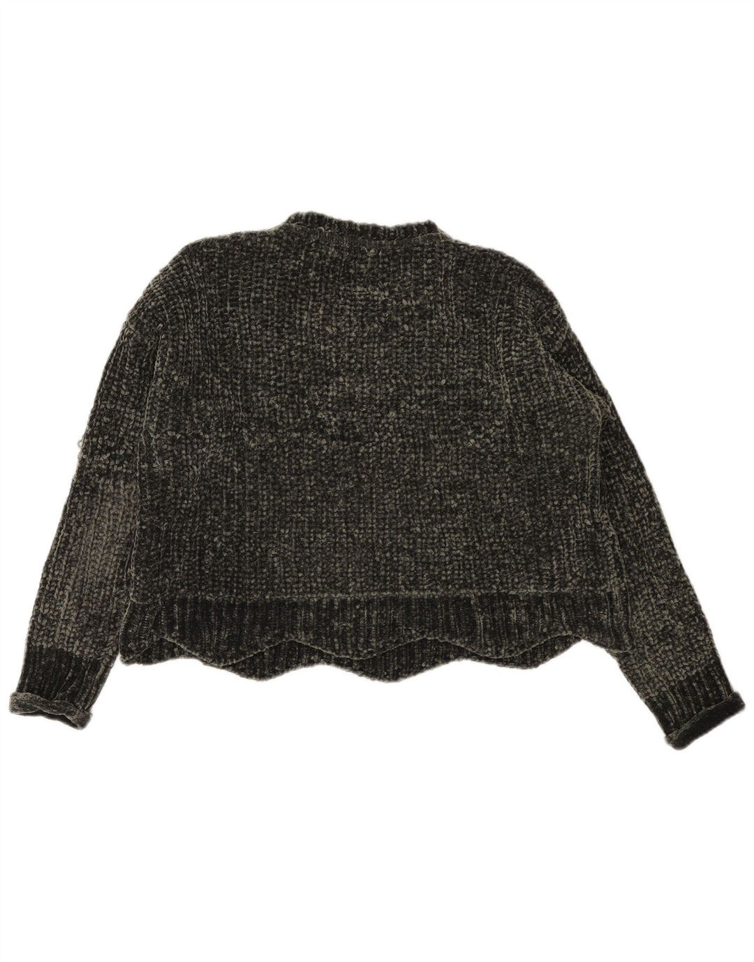 Zara Womens Crop Oversized Crew Neck sweater UK 10 Small Green