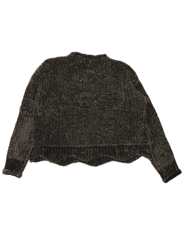 Zara Womens Crop Oversized Crew Neck sweater UK 10 Small Green