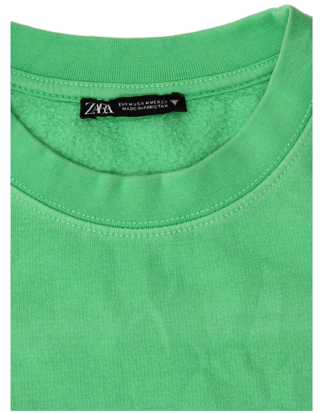 Zara Womens Crop Sweatshirt Jumper UK 14 Medium Green Bomuld