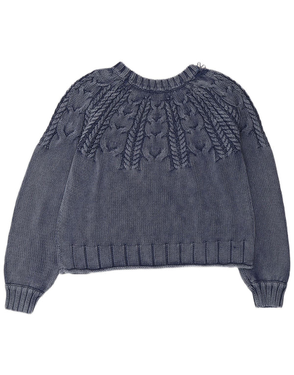 WHITE STUFF Womens Crop Boat Neck Jumper Sweater UK 16 Large Navy Blue