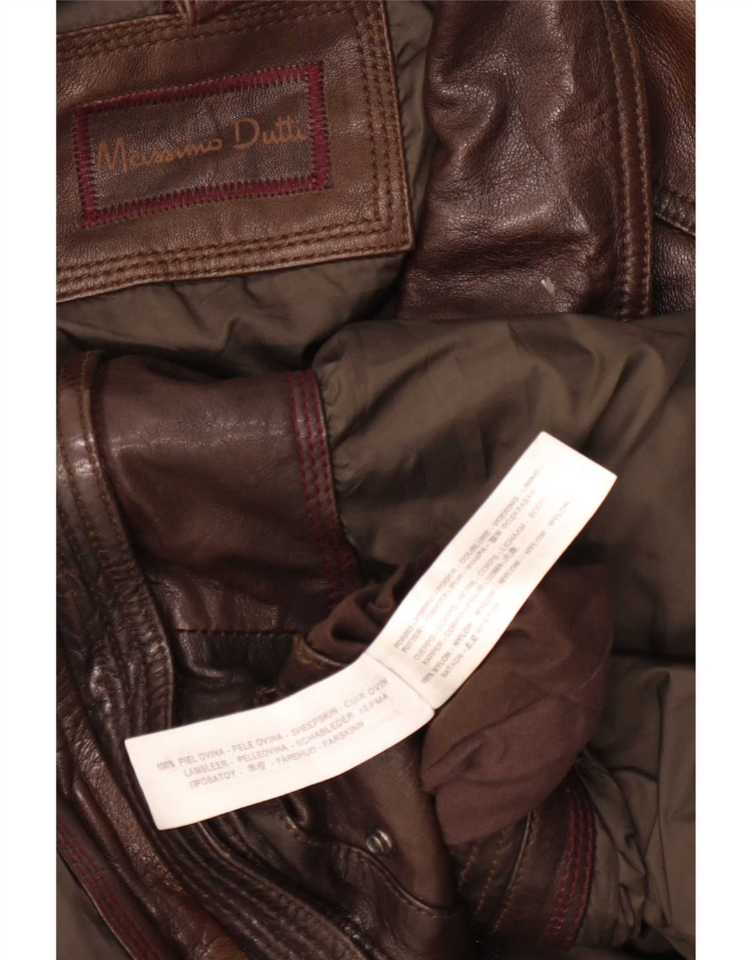 Massimo Dutti Herre Læder Utility Jacket UK 44 2XL Brun