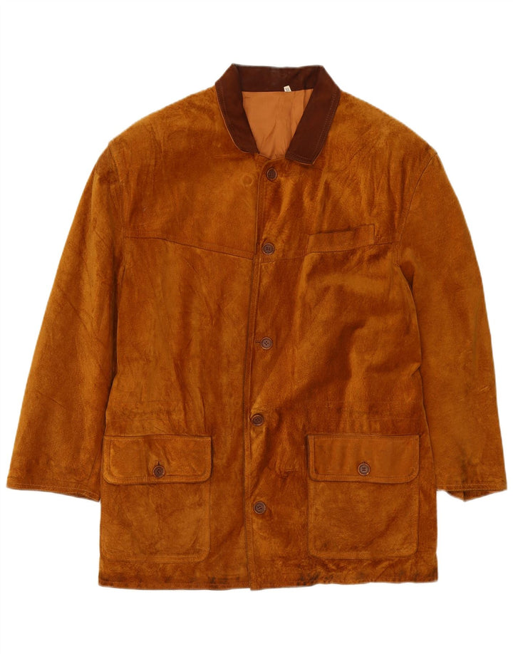 Vintage herre ruskindsfrakke UK 42 XL brunt læder