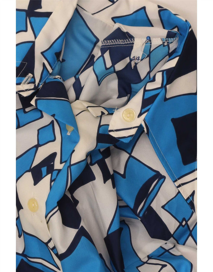 Vintage dameskjorte bluse IT 44 Medium Blue Geometric