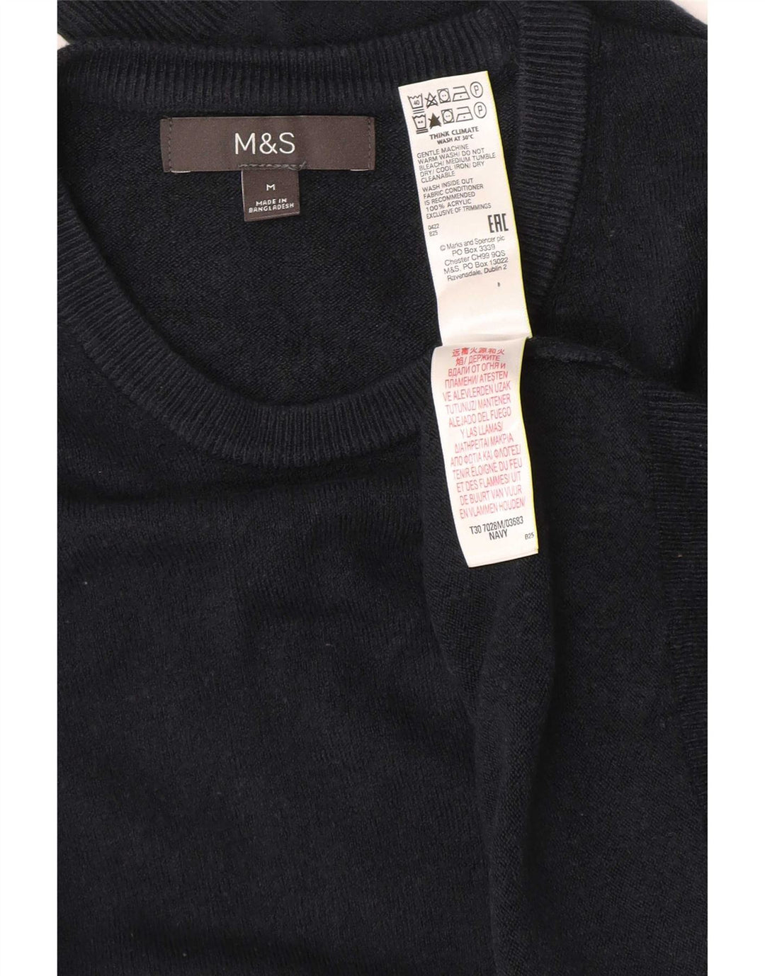 Marks & Spencer Herre sweater med rund hals, medium marineblå akryl