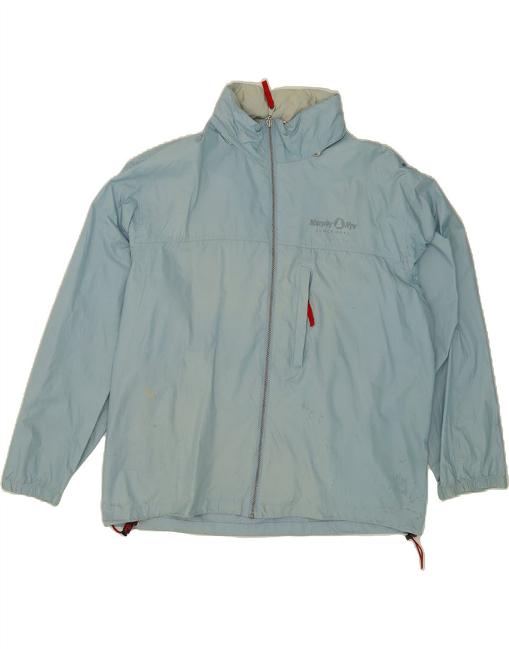 MURPHY & NYE Mens Hooded Rain Jacket UK 42 XL Blue Polyamide Vintage Murphy & Nye and Second-Hand Murphy & Nye from Messina Hembry 