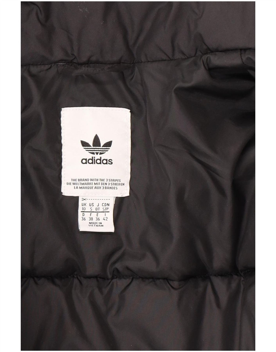 Adidas Dame Oversized Polstret Jakke UK 10 Small Black Polyester