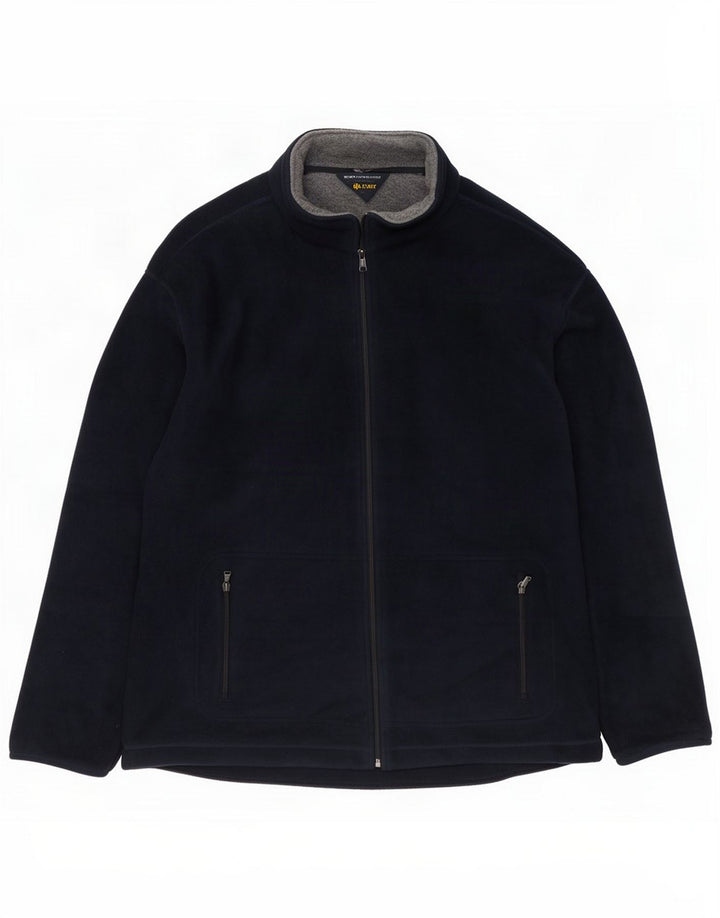 Marks & Spencer Fleecejakke til mænd UK 40 Large Navy Blue Polyester