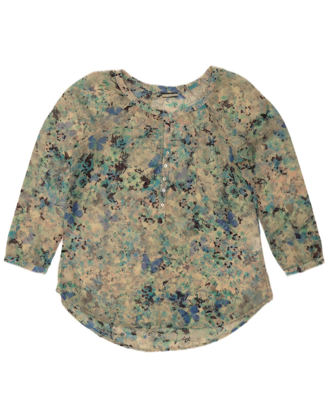 Vintage damebluse top UK 18 XL turkis plettet