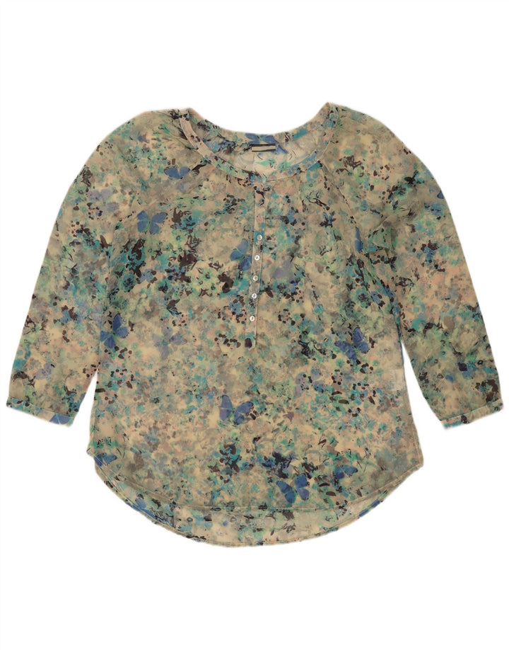 Vintage damebluse top UK 18 XL turkis plettet