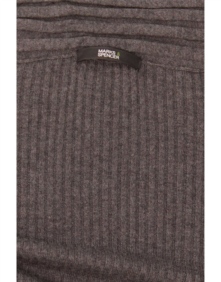 Marks & Spencer Dame Asymmetrisk Åben Cardigan Sweater UK 8 Small Grey