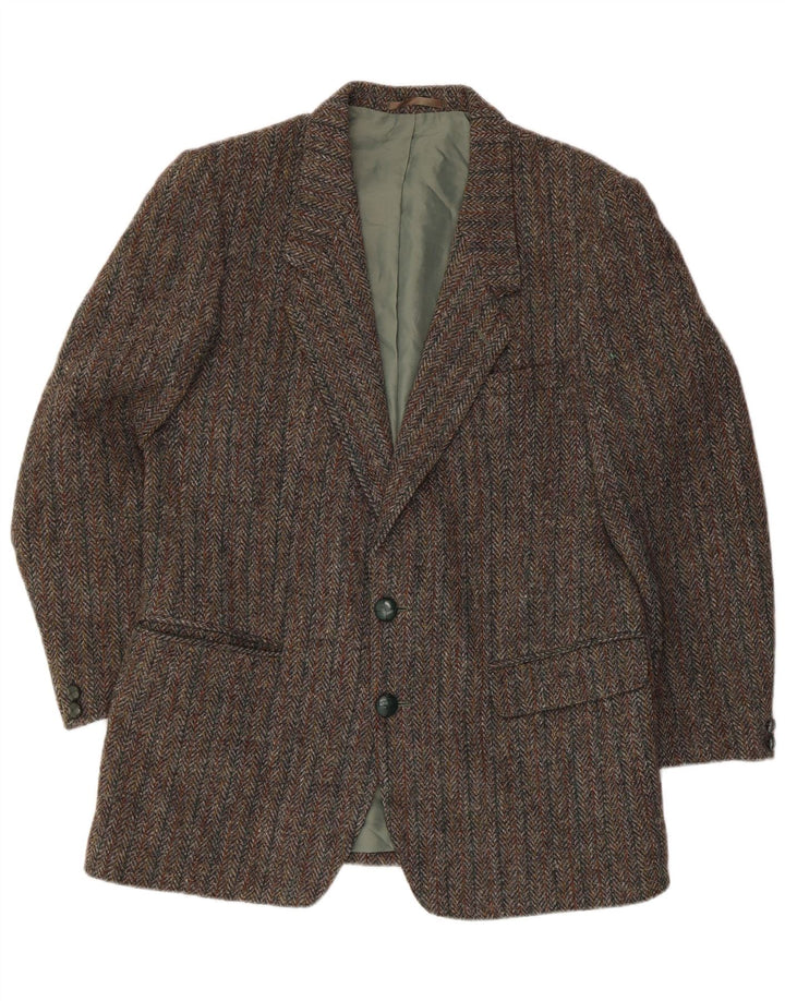 Harris Tweed Herre 2-knaps blazerjakke UK 36 Lille grå sildebensuld
