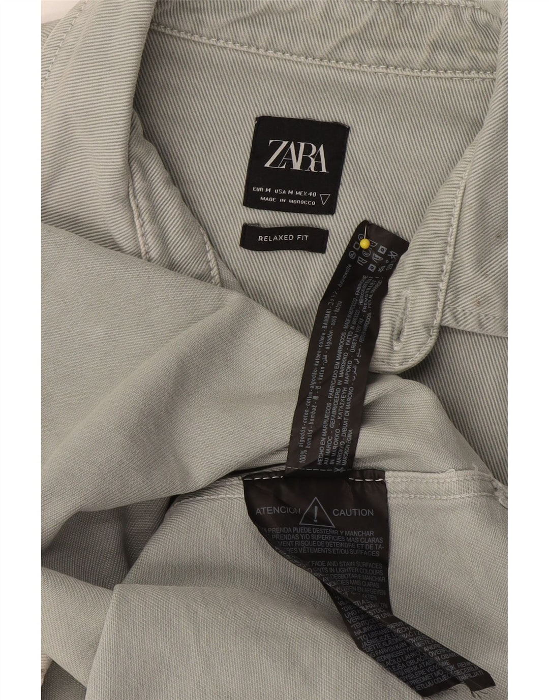 Zara Herre Relaxed Fit Denim Shirt Medium Grey Bomuld