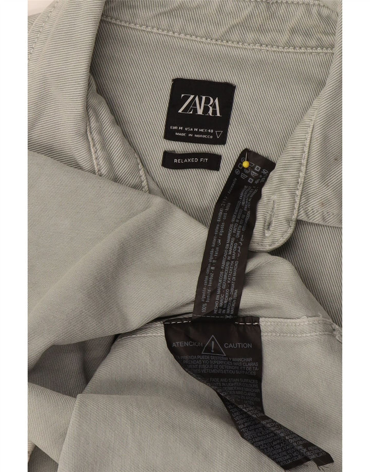 Zara Herre Relaxed Fit Denim Shirt Medium Grey Bomuld