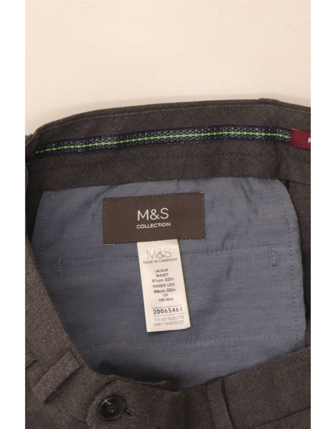 Marks & Spencer Herre Slim Suit Bukser W32 L33 Grå Polyester