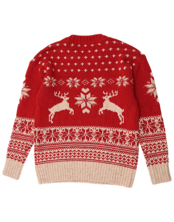 Fat Face Dame Crew Neck Jumper Sweater UK 10 Small Red Christmas
