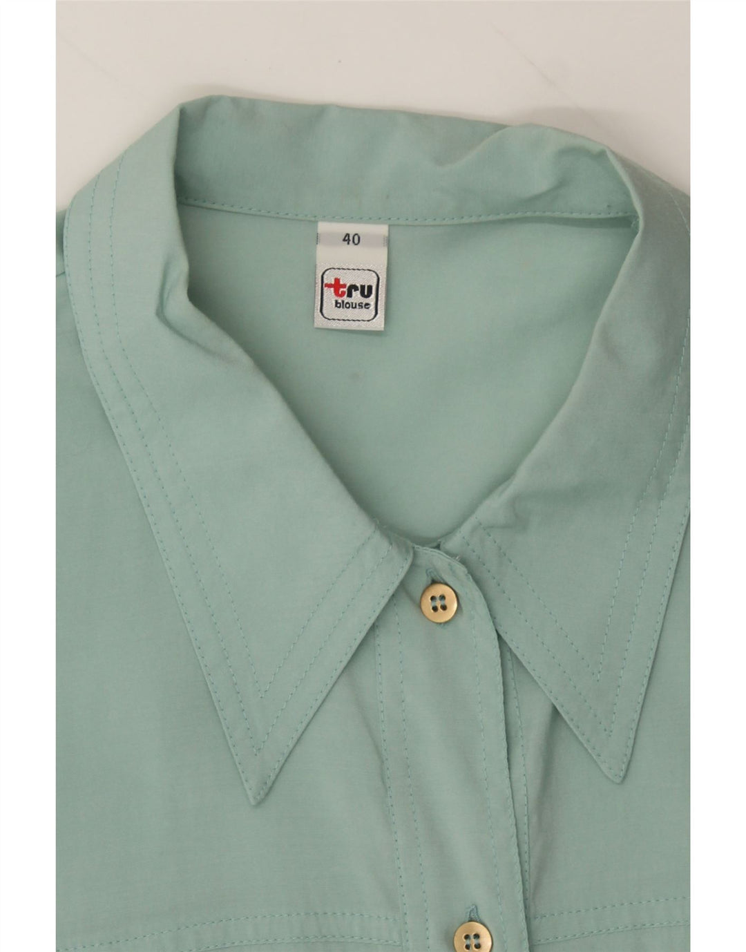 TRU Womens Shirt Blouse EU 40 Medium Green Viscose Vintage Tru and Second-Hand Tru from Messina Hembry 