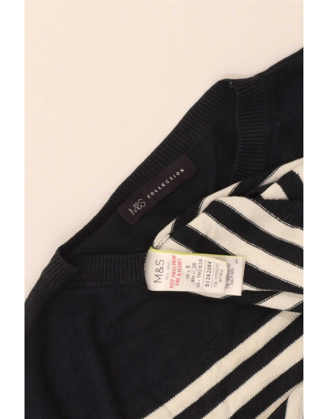 Marks & Spencer Dame Crop Crew Neck Jumper Sweater UK 8 Small Navy Blue
