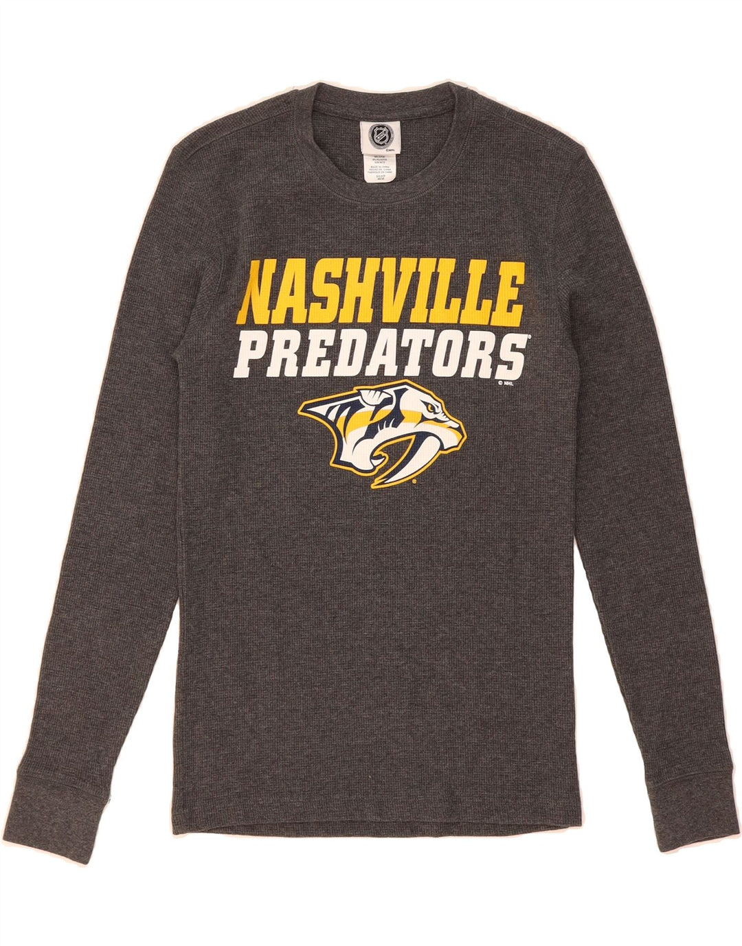 NHL Womens Graphic Top Long Sleeve UK 10 Small Grey Cotton Vintage NHL and Second-Hand NHL from Messina Hembry 