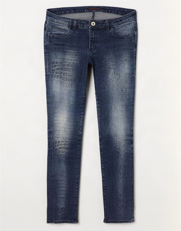 Trussardi Skinny Jeans til kvinder W34 L31 Marineblå dyreprint