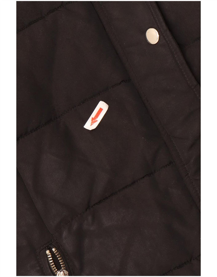 Topshop Polstret hættejakke til kvinder UK 12 Medium Sort Polyester